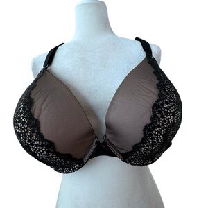 Cacique Brown Black Lace Lined Boost Plunge SZ 46DD NWOT